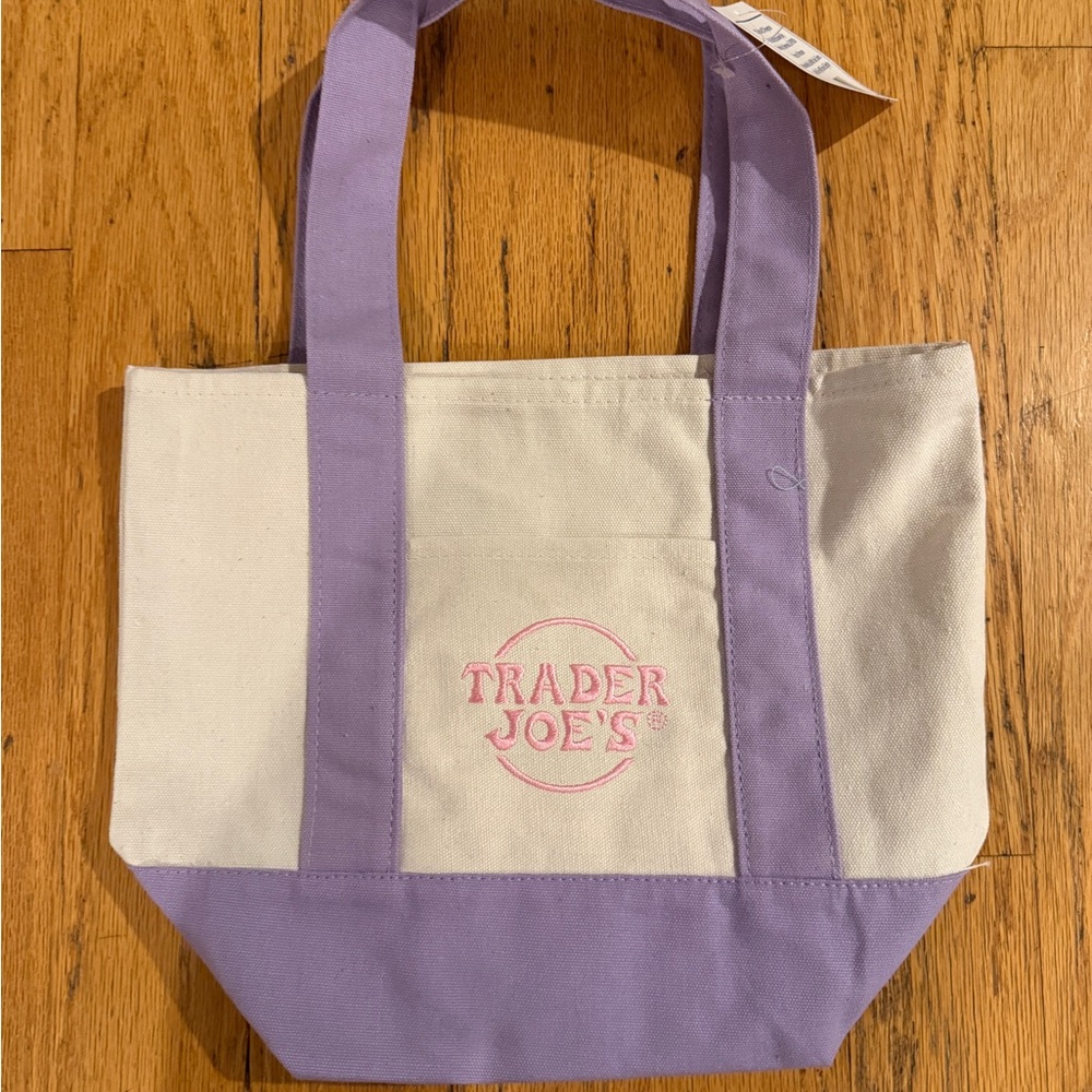 Trader Joe’s Mini Pastel Lavender Canvas Tote Bag 2025/2026 BNWT